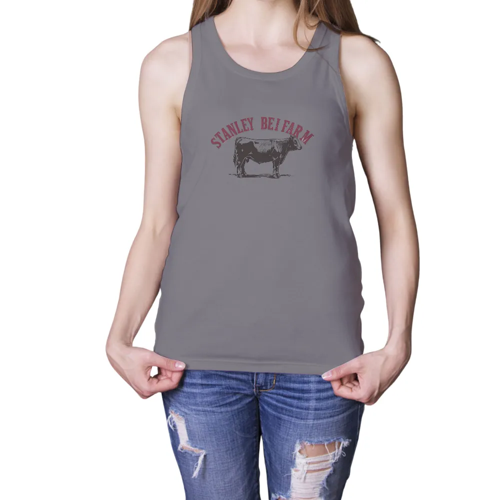 Custom T-Shirt Printing: Stanley Bei Farm - Vintage Farm Cow Design|fourth of july cow shirt