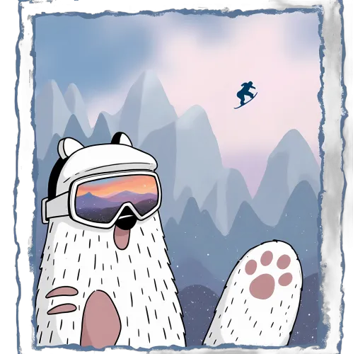 Custom Tee Shirts: Snowboarding Adventure with Polar Bear