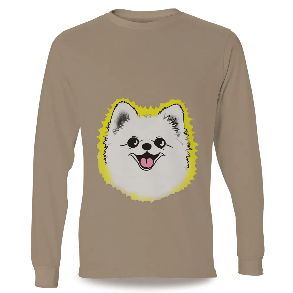 Tee Shirts Printed: Luna's Glowing Aura - Cheerful Pomeranian Design|cyanide and happiness t shirt