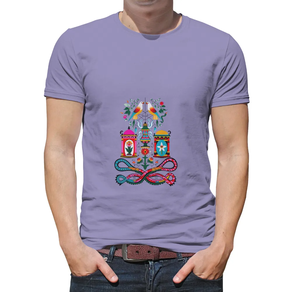 T-Shirt Printing: Cultural Symbols of Unity and Prosperity| Ornate pillars with different flowers