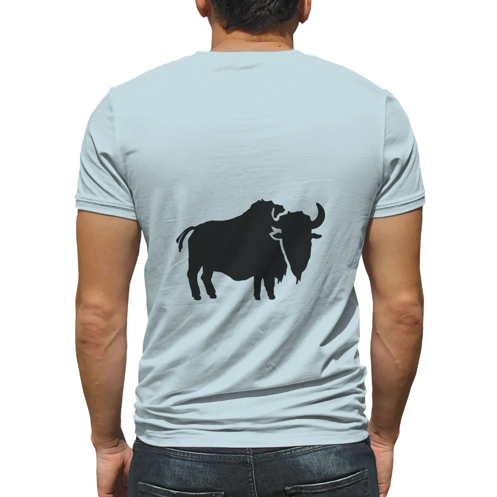 T-Shirts Custom: Nature's Power - Buffalo and Lion Silhouette|death note ryuk silhouette