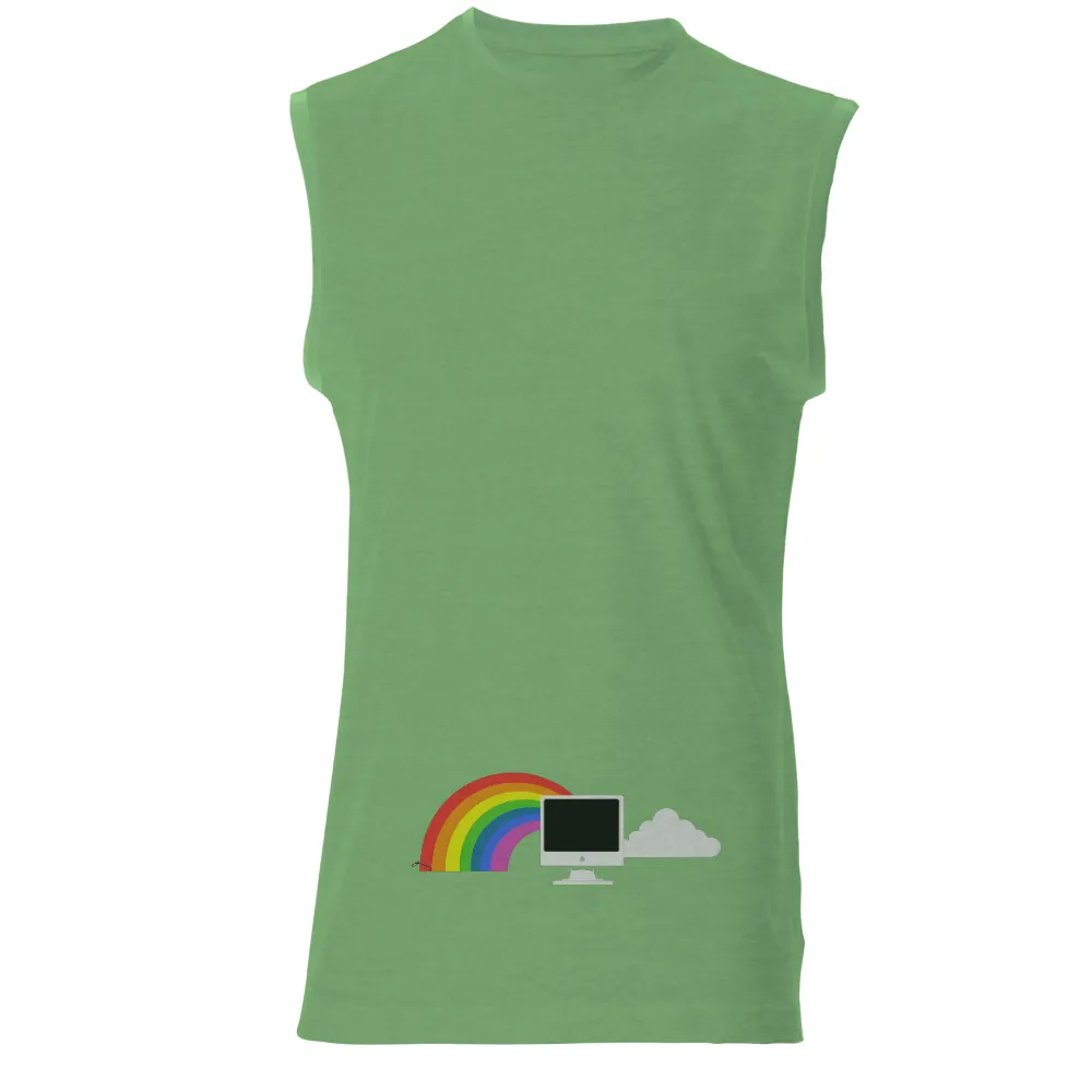 Customized Apparel - Rainbow Tech Dreams: Where Nature Meets Technology|happy rainbow t shirt