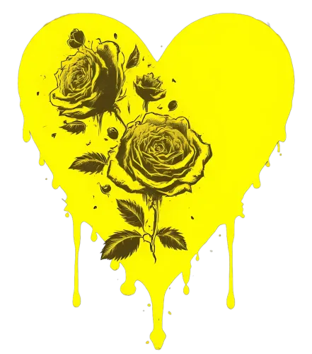 Tee Shirts Printed: Melting Heart with Roses - Artistic Love Design