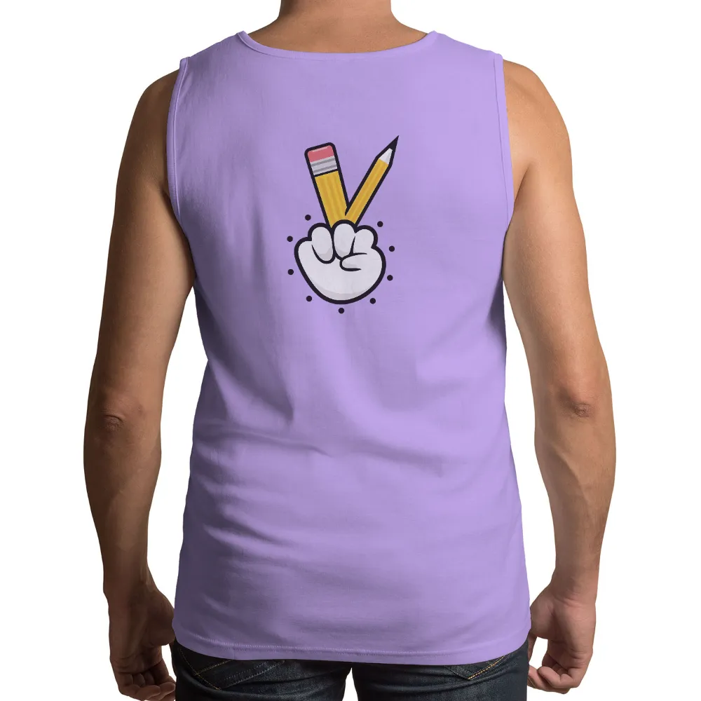 T-Shirts Custom: Cartoon Hand Peace Sign with Pencils - Artistic Design|art t shirt design vintage