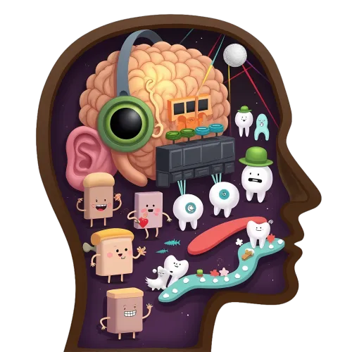 Custom Tee Shirts: Whimsical Mind Exploration | Brain, Music & Teeth