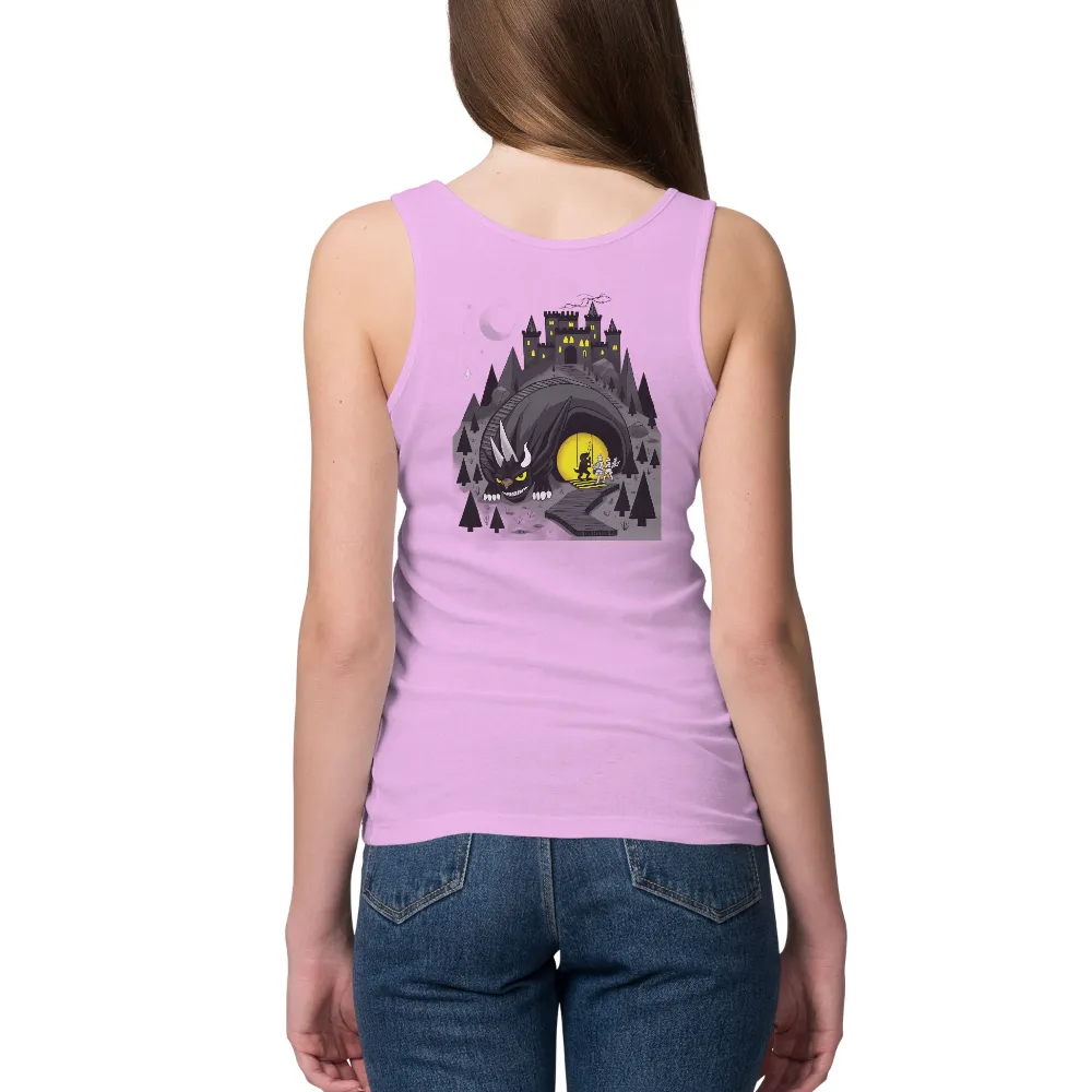 T-Shirts Pattern: Dragon Guardian of the Castle| Forest of tall trees surrounding a castle