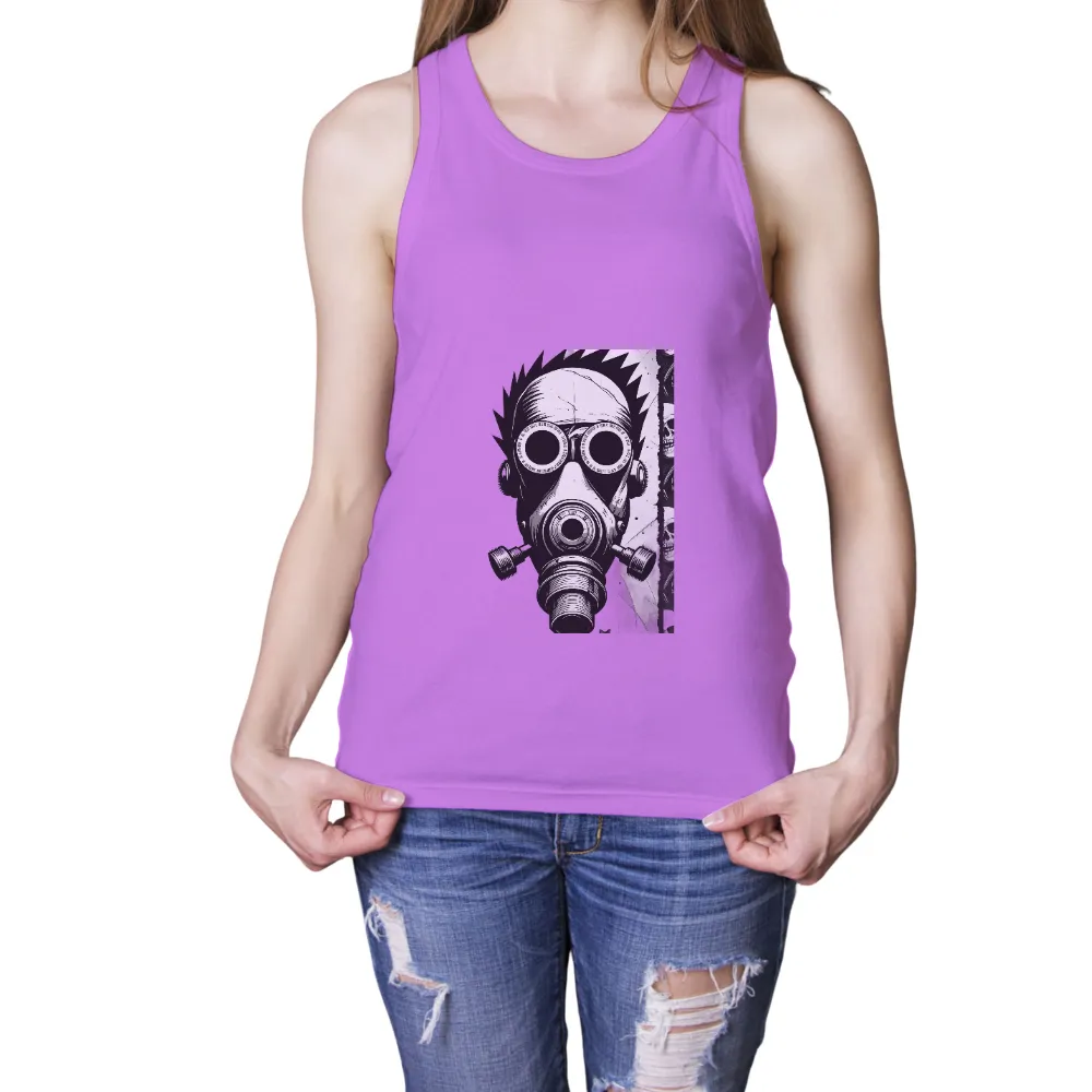 T-Shirts Custom: Cyberpunk Gas Mask - Dark and Gritty Future|on a dark desert highway shirt witch