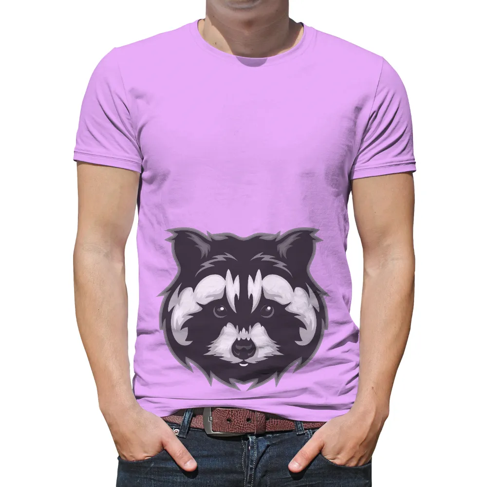 Custom T-Shirt Printing: Remy the Resilient Raccoon - Artistic Urban Design|black and white shirt price