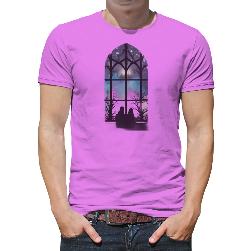 TShirt Design: Enchanted Night Sky with Gothic Window| imagination