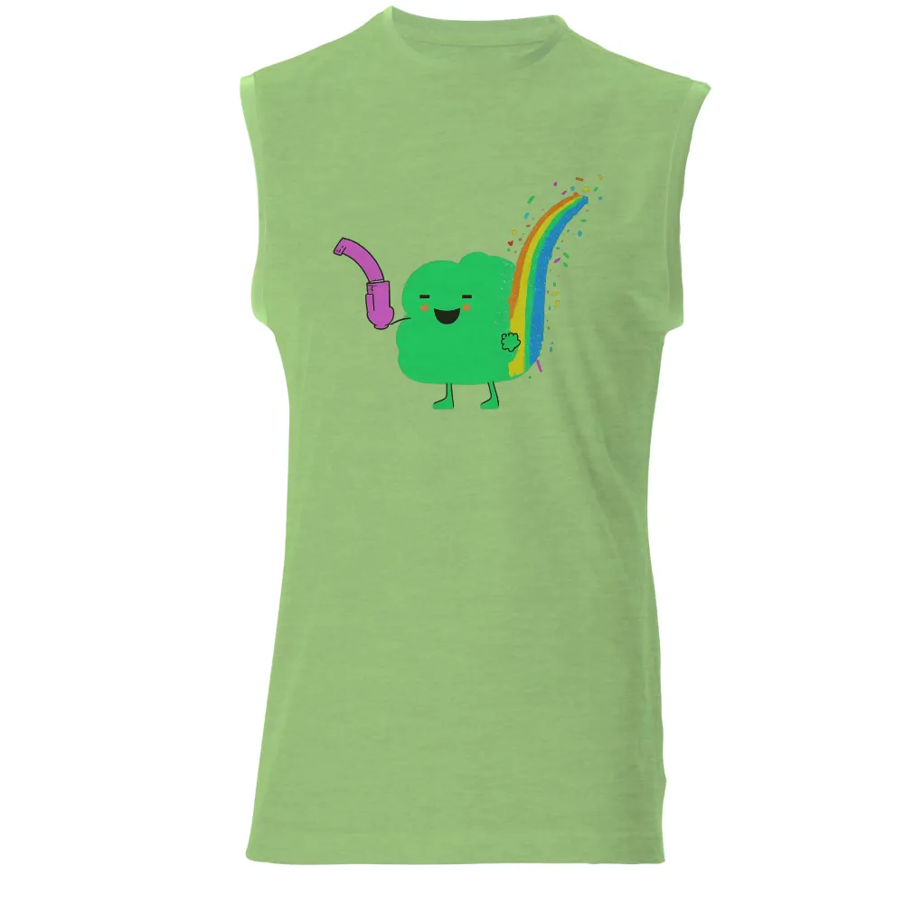 T-Shirts Custom: Spread Joy with Clover's Rainbow Pipe|white shirt with rainbow heart