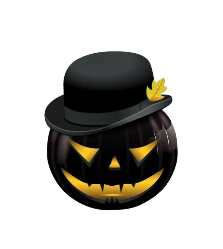 Tee Shirts Printed: Stylish Pumpkin with Bowler Hat - Halloween Icon