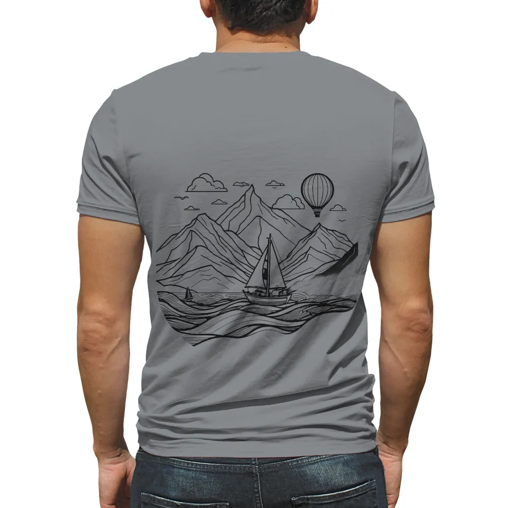 T-Shirts Pattern: Sailboat Adventure | Explore Nature's Beauty| Hot air balloon in the sky