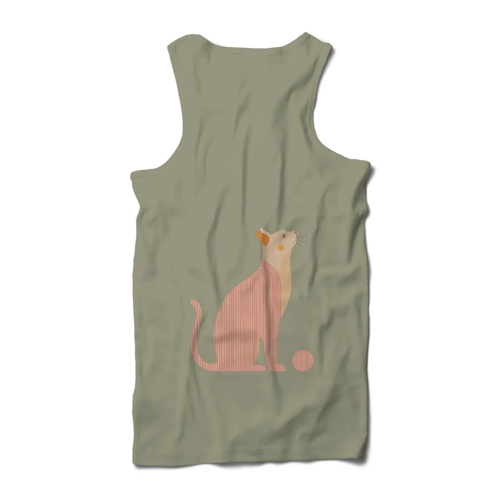 Graphic Tees: Elegant Cat with Pink Stripes - Artistic Design|t shirt best cat dad ever