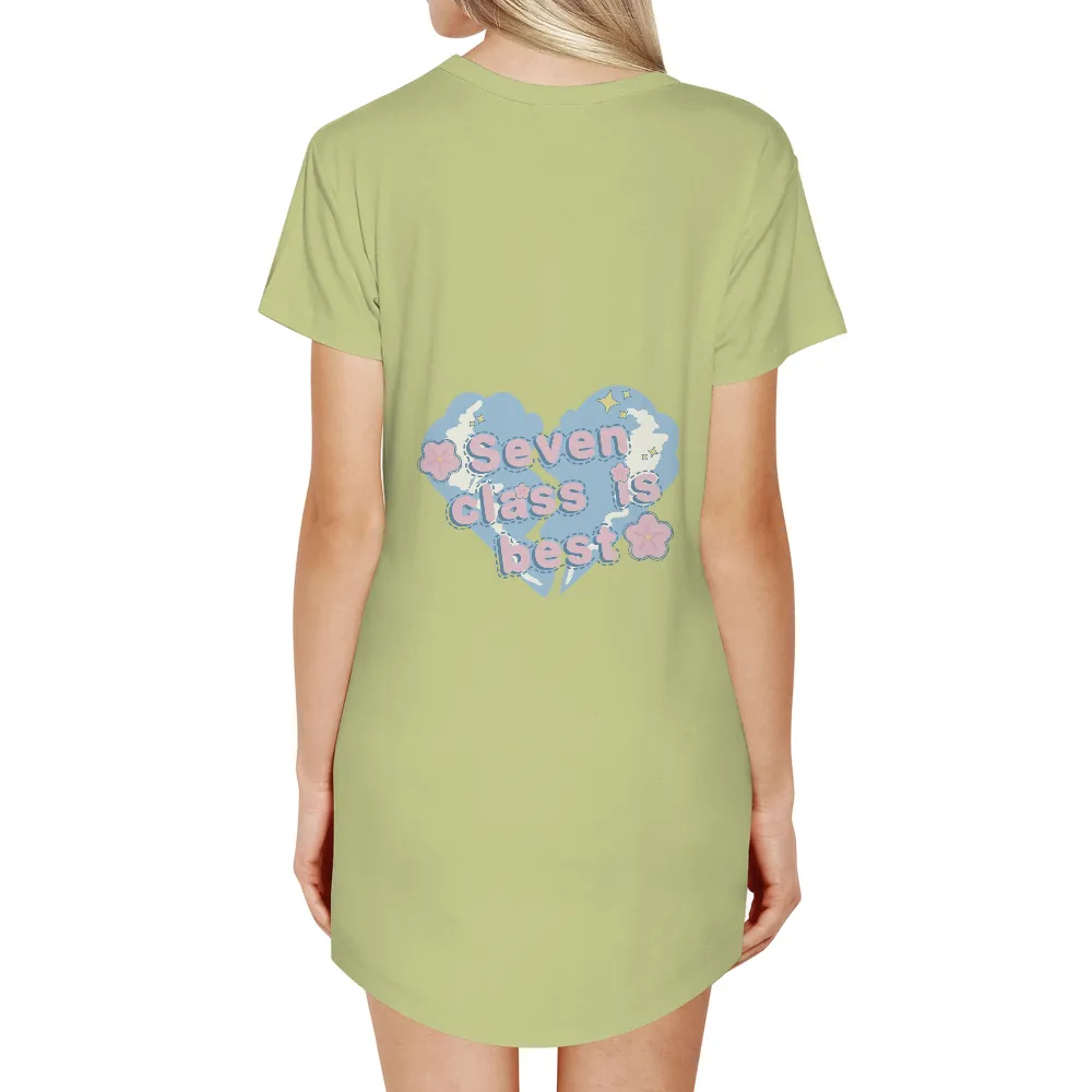 TShirt Printing: Seven Class is Best - Whimsical Heart Design|rainbow sequin heart t shirt