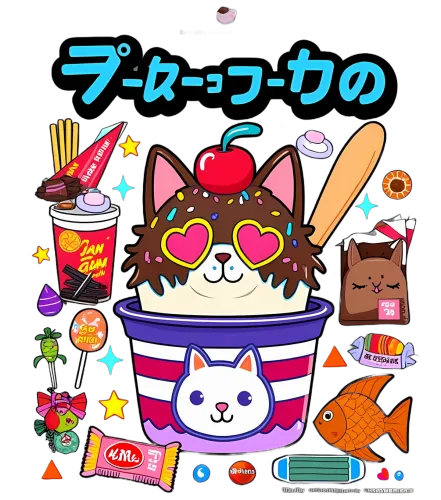 T-Shirt Printing: Whimsical Cat Ice Cream Sundae Design