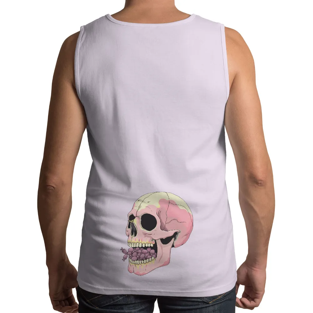 Customized Tee Shirts: Whimsical Skull with Candy - Artistic Design|roblox t shirt black and pink