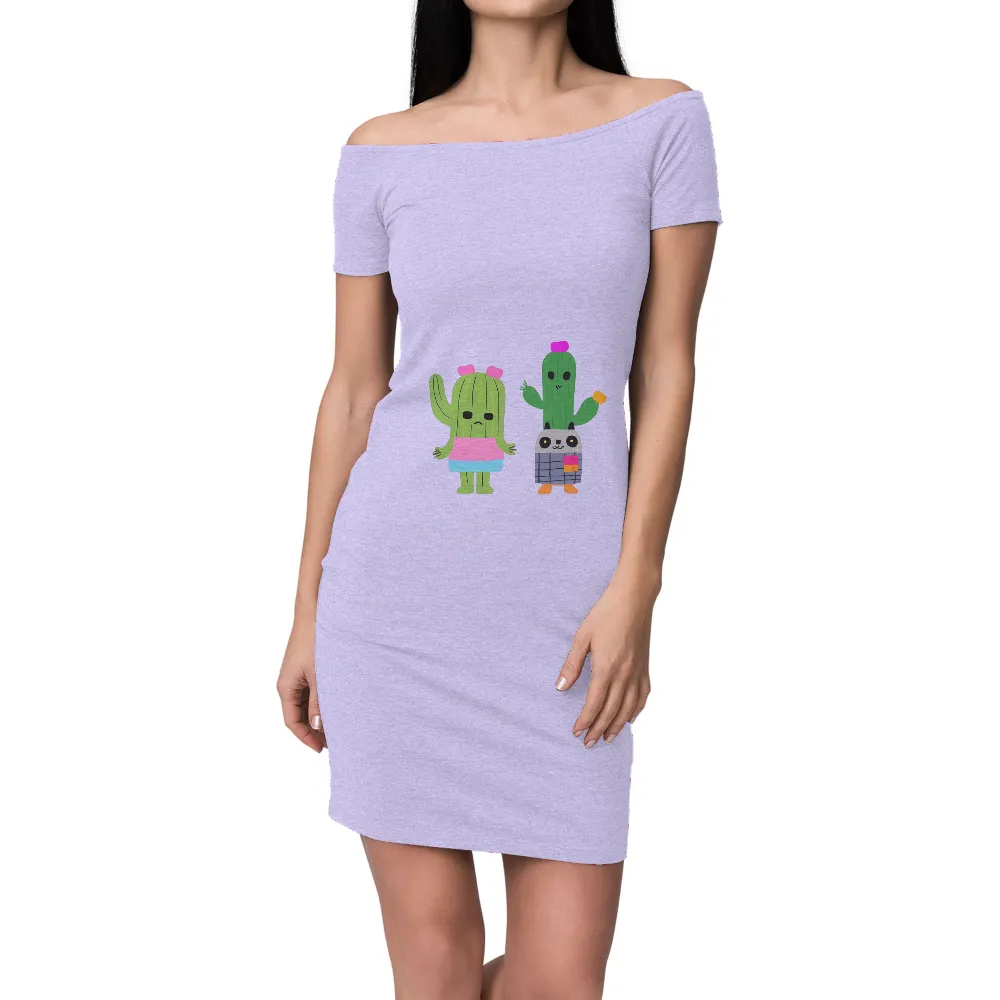 Tee Shirts Printed: Grumpy Cactus and Cheerful Friend|butterfly print shirt dress