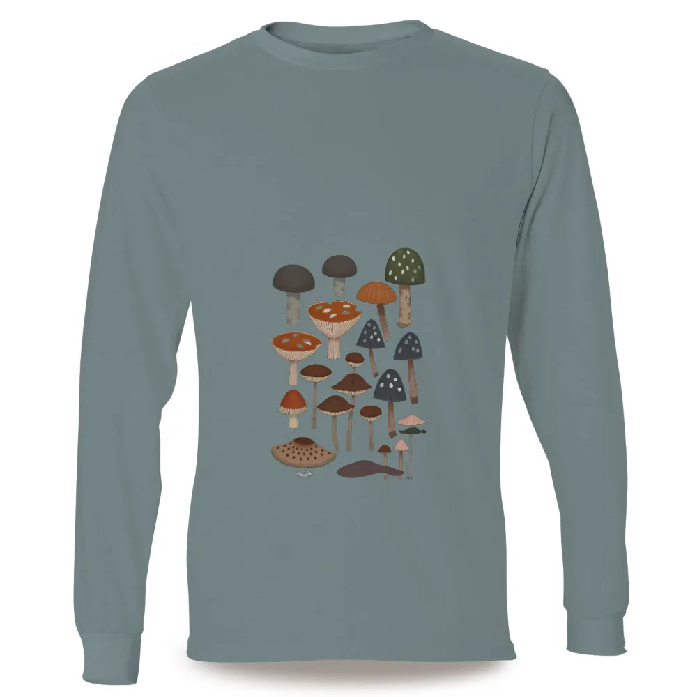 Tee Shirts Printed: Enchanted Forest Mushrooms - Artistic Nature Design|women's sonoma goods for life essential v neck tee