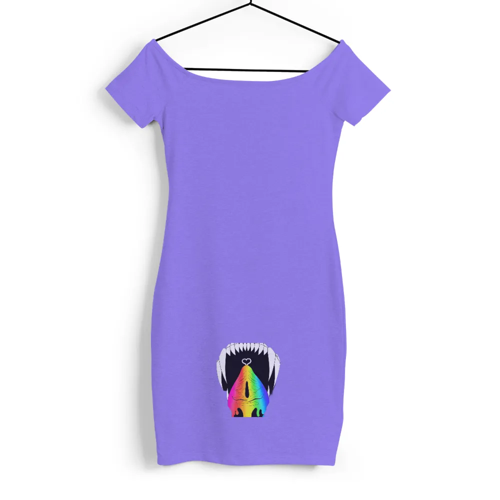 Custom T-Shirt Printing: Dark Creature with Rainbow Tongue|Dark creature with sharp teeth