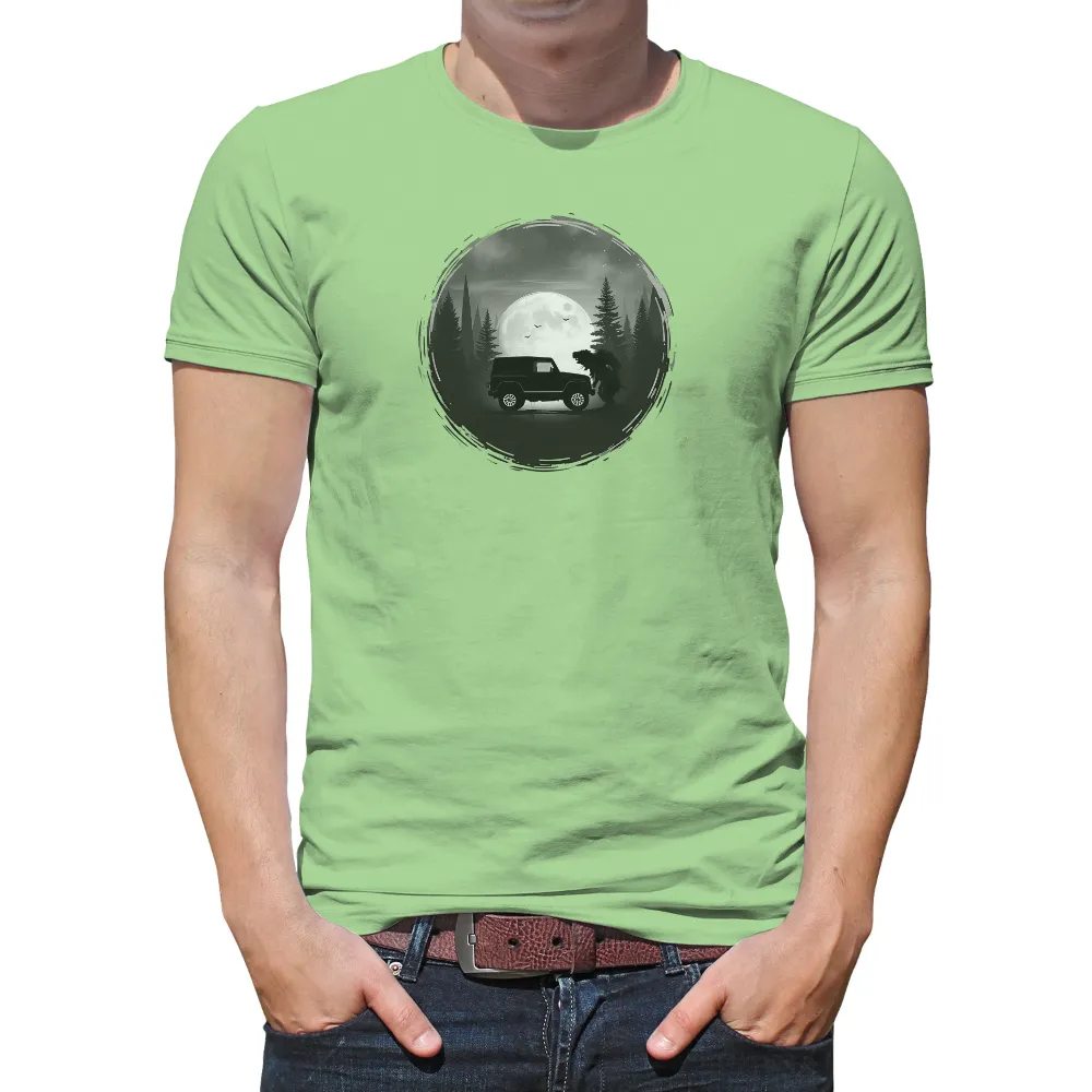 Mystical Encounter: Jeep and Creature Under the Moon - T-Shirt Printing|bleached jeep shirt