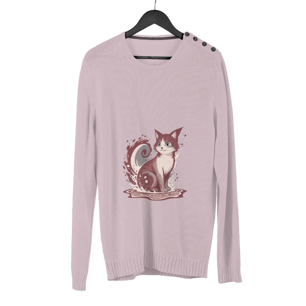 Whimsical Cat T-Shirt Design: Coffee Swirls and Splashes|cat valentines day shirt