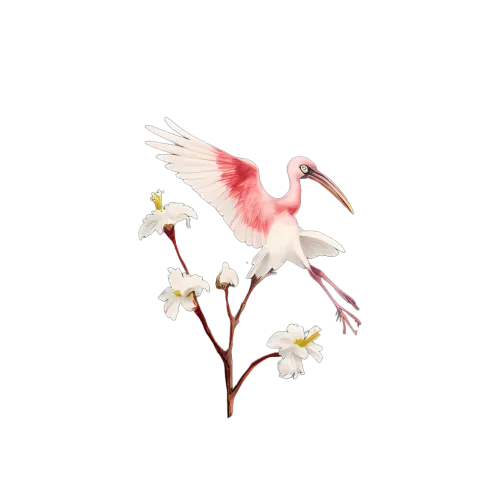 Shirts Graphic Tees: Pink Ibis in Flight - Nature's Harmony