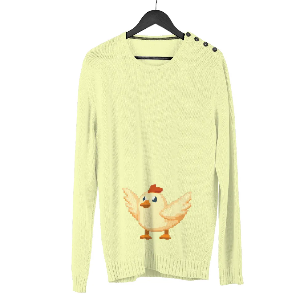 Pixel Art Chicken T-Shirt Printing: A Whimsical Nostalgic Design|bin chicken shirt button up