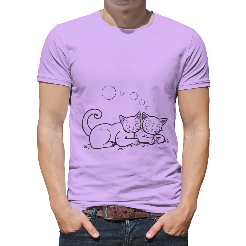 TShirt Design: Whiskers and Paws' Magical Adventure| Shimmering bubbles and playful kittens