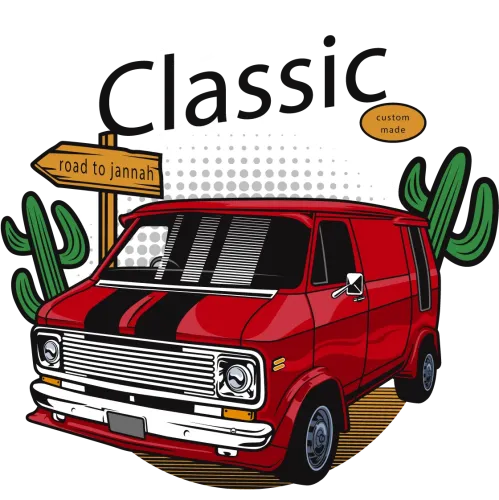 Graphic Tees: Ride the Classic Red Van - Vintage & Retro Design