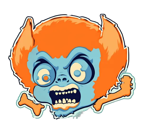 Custom T-Shirt Printing: Quirky Blue Creature with Orange Hair - Mischievous Adventure