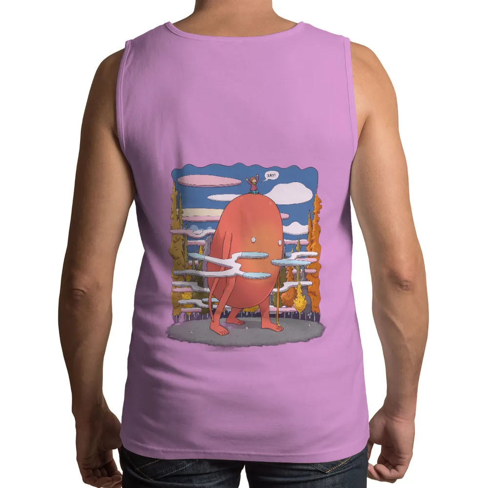 T-Shirts Custom: Skywalker Adventure - Whimsical Fantasy Design|Young adventurer on a giant creature