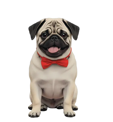 Shirts Graphic Tees: Max the Pug with Red Bow Tie