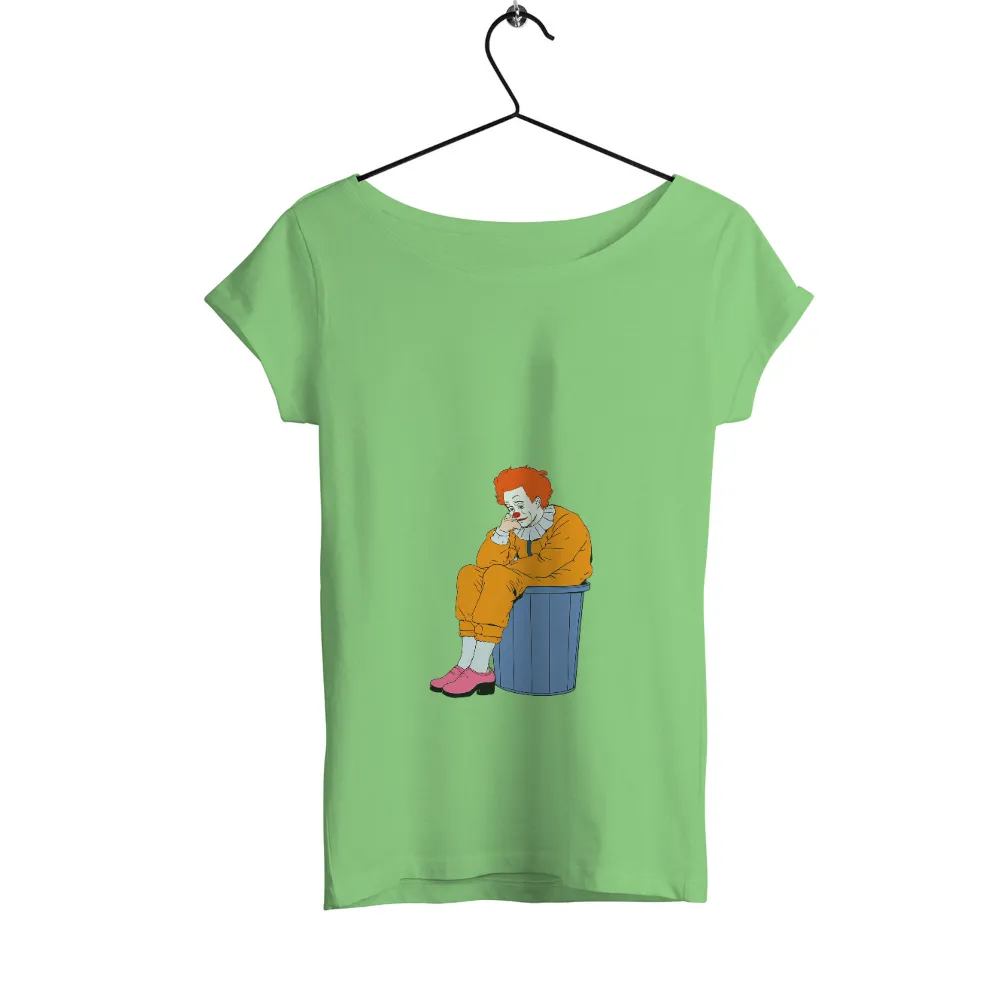 Custom Tee Shirts: Clown in Reflection - Minimalist Artistic Design|banksy joy millward