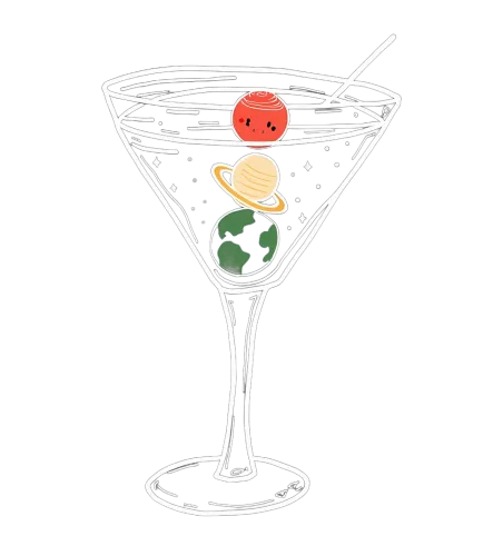 TShirt Printing: Cosmic Martini - A Blend of Planets and Stars