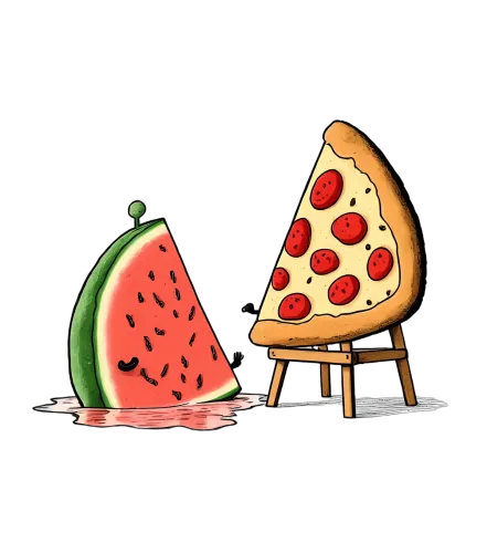 Custom T-Shirt Printing: Pizza and Watermelon Friends Forever