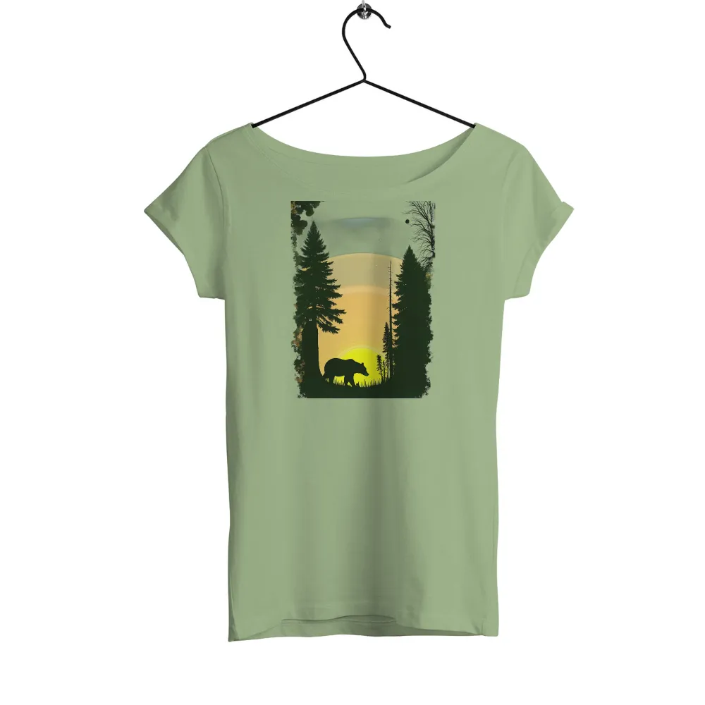 TShirt Design: Bruno the Bear in the Sunset Forest|endor forest summer camp shirt