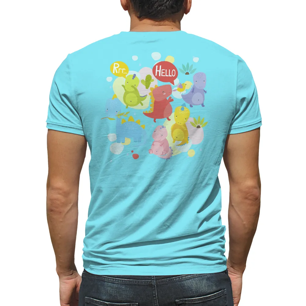 Custom T-Shirt Printing: Colorful Dinosaur Friends - Artistic Designs|music art love happiness t shirt