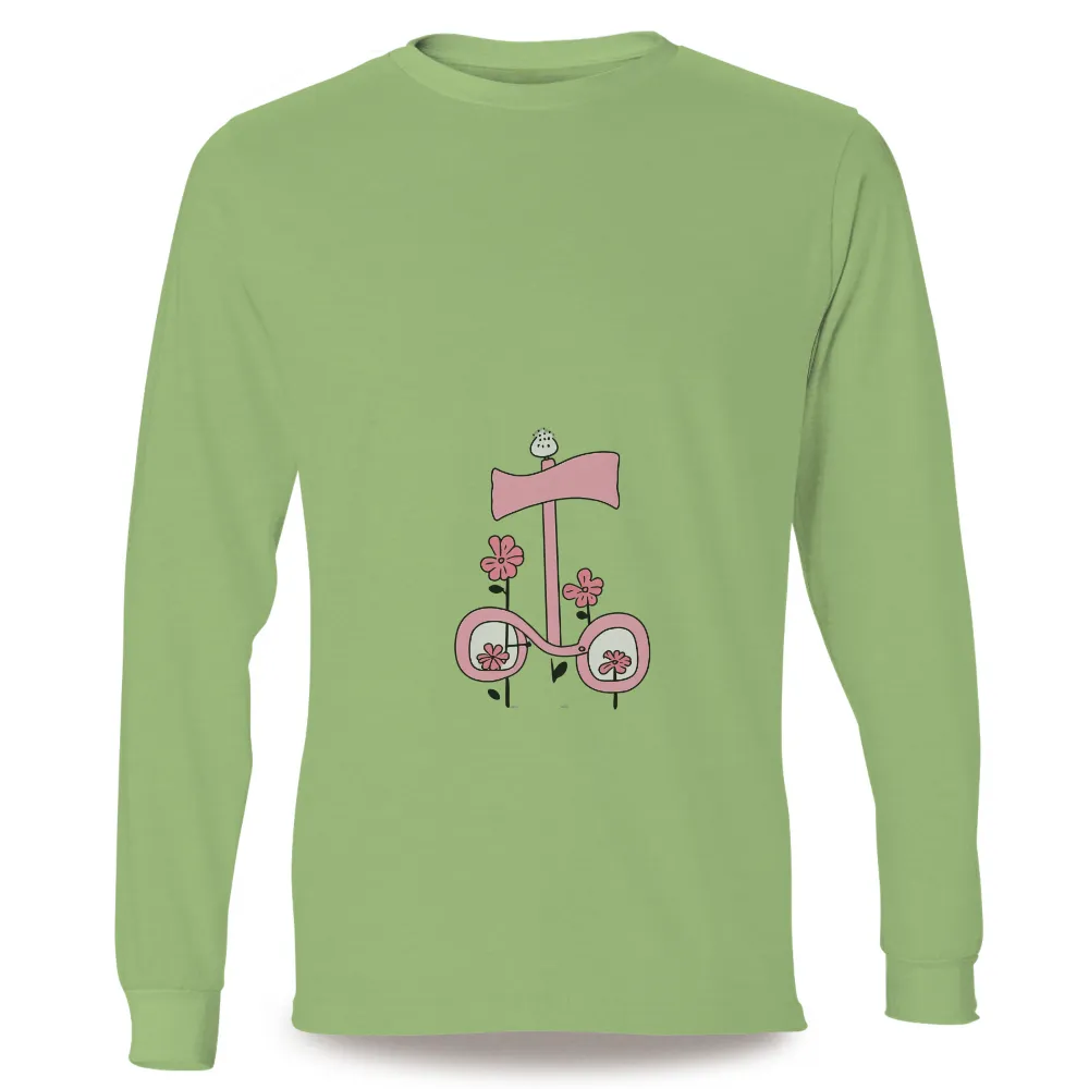 Custom Tee Shirts: Pink Scooter with Flowers - Joyful Ride|hot pink valentine shirt