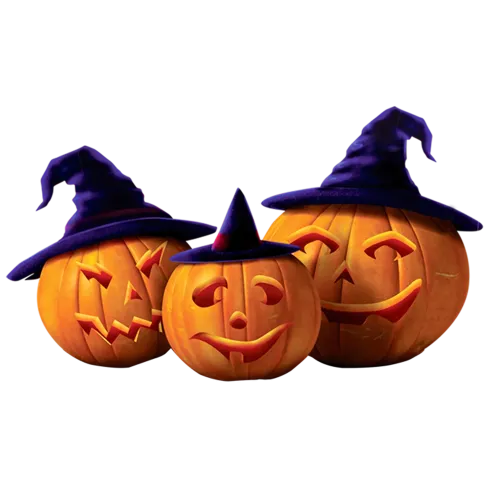 TShirt Design: Halloween Pumpkins in Witch Hats