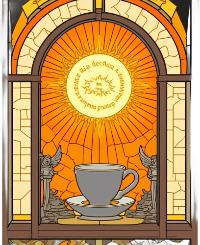 Custom Printing: Vintage Coffee Cup & Stained Glass Art