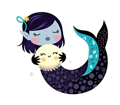 T-Shirts Design: Mermaid Luna Embracing the Moon