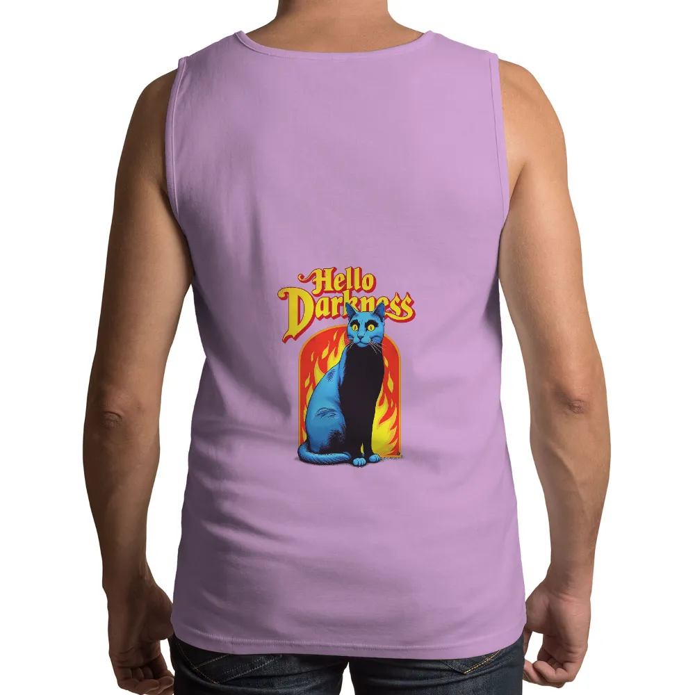 T-Shirts Custom: Blue Cat Embracing Hello Darkness| Neon lights effect