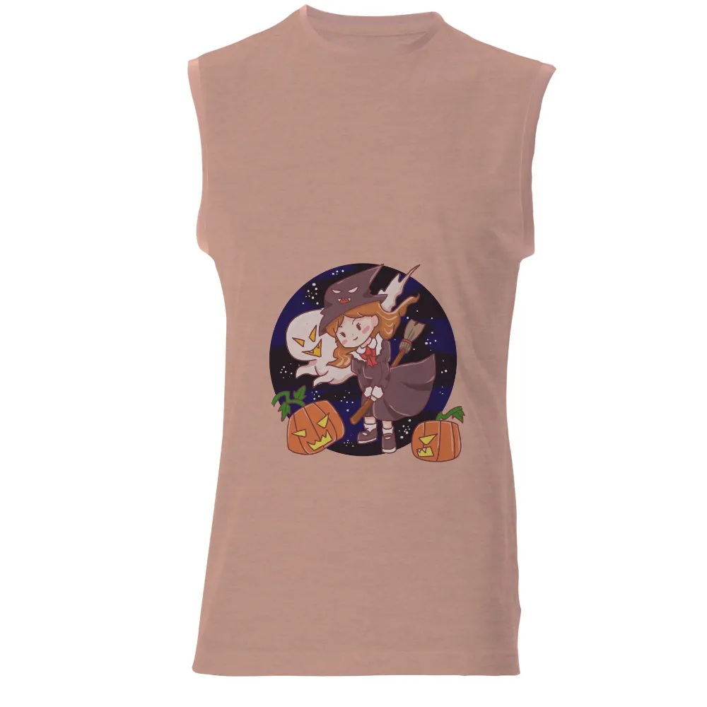 Tee Shirt Printing: Halloween Witch Adventure with Pumpkins and Ghosts|halloween shirt 2022