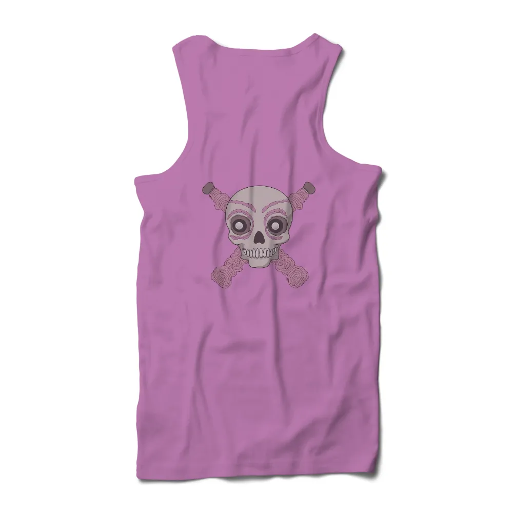 Tee Shirt Printing: Skull with Pink Pigtails Pop Culture Design|Skull with pink pigtails