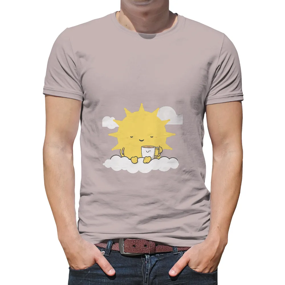 Custom T-Shirt Printing: Embrace the Morning with Joy and Comfort| Holding a cup of coffee