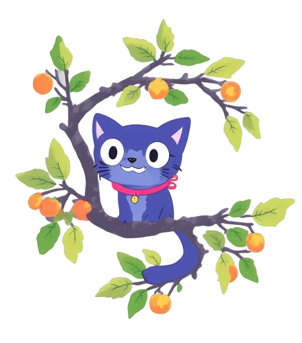 Shirts Graphic Tees: Whiskers the Blue Cat in the Magic Orange Tree