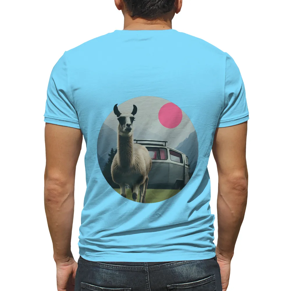 Shirts Graphic Tees: Llama Adventure in Vintage Valley|score draw england 70 black out retro home shirt