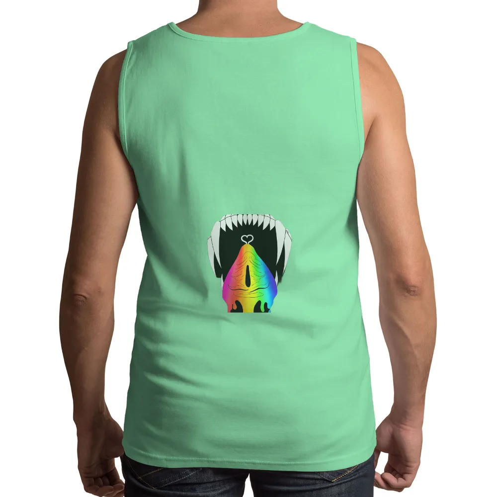 Custom T-Shirt Printing: Dark Creature with Rainbow Tongue| Black background