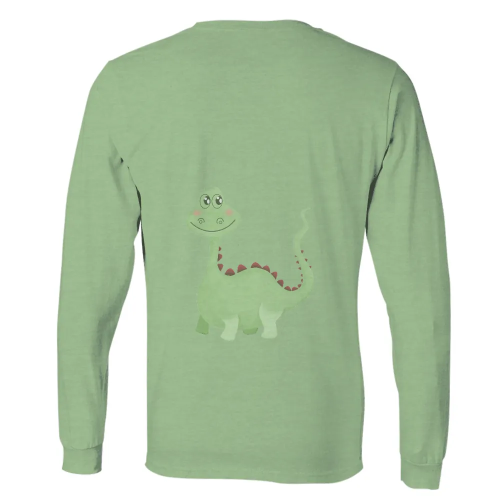 T-Shirts Design: Charming Little Green Dinosaur - Whimsical and Joyful|cute valentine shirts womens