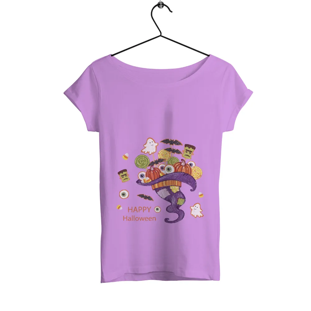 TShirt Printing: Playful Witch Hat with Halloween Treats|festive shirts womens